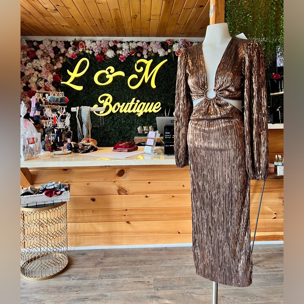 Bronze Midi Dress Cut Out